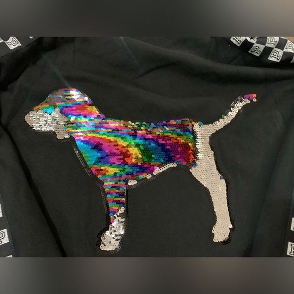 PINK VS CHECKERED FASHION SHOW RUNWAY BLING HOODIE LARGE - Picture 7 of 12